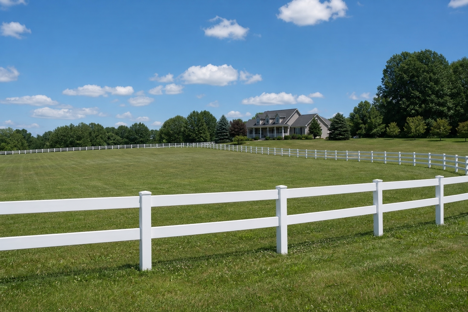 Vinyl ranch rail fence design