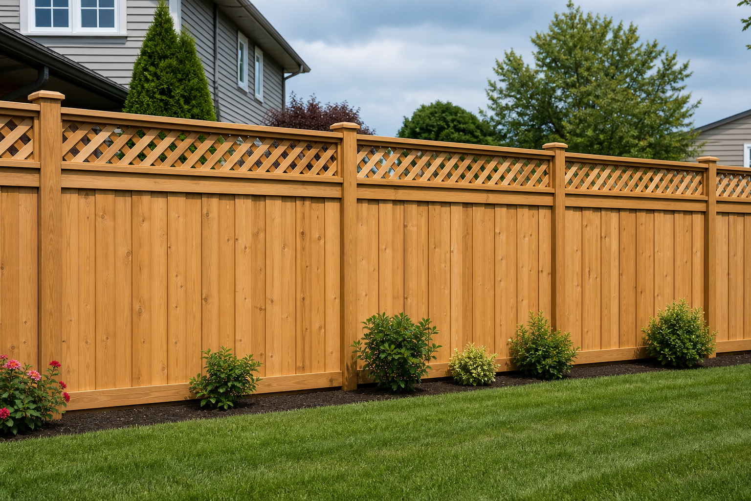 Lattice top wood fence design