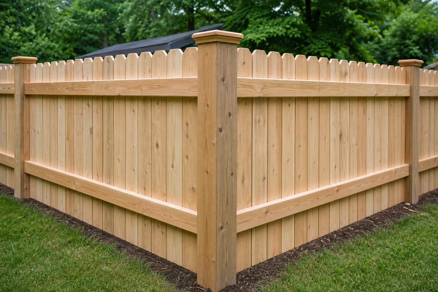 Dog ear wood fence corner design